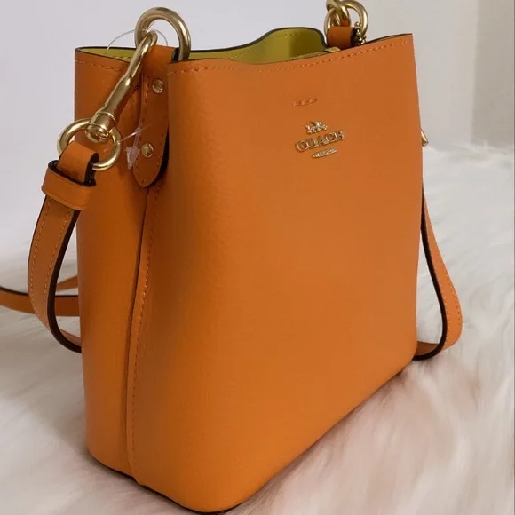 NWT💃Coach MINI Town Bucket Bag Candied Orange - Picture 2 of 9